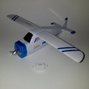 Cabela's Airplane Novelty Toy Collectible AS IS White Blue Big 13" Long + Bag